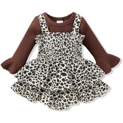 YOUNGER TREE Newborn Baby Girl Fall Winter Outfits Long Sleeve Romper Corduroy Overall Dress Infant Skirt Clothes Sets