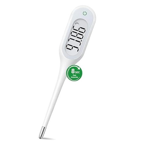 8 Seconds Thermometer for Adults & Kids, Accurate & Safe Baby Thermometer with Fever Alarm and Memory Recall, Oral, Rectal or Underarm Use (White)