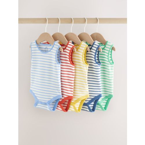Bright Stripe Vest Baby Bodysuits 5 Pack