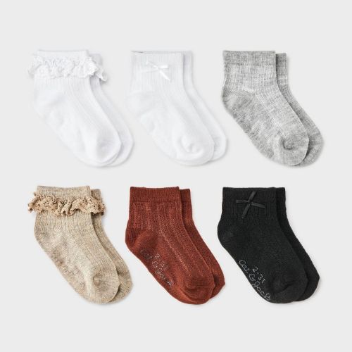 Toddler Girls' 6pk Ruffle Bow Ankle Socks - Cat & Jack™
