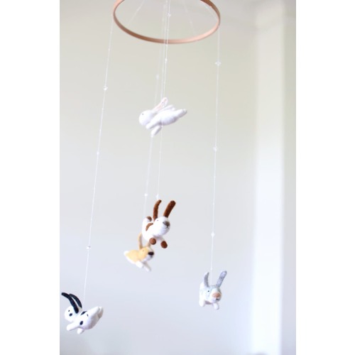 Bunny crib mobile, nursery mobile for babies