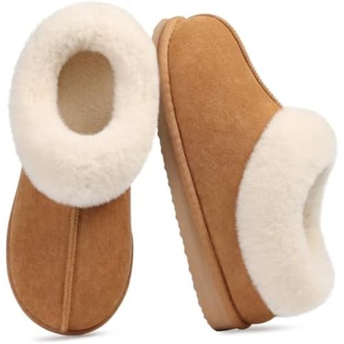 Fuzzy House Slippers for Women Comfortable Memory Foam Warm Shoes