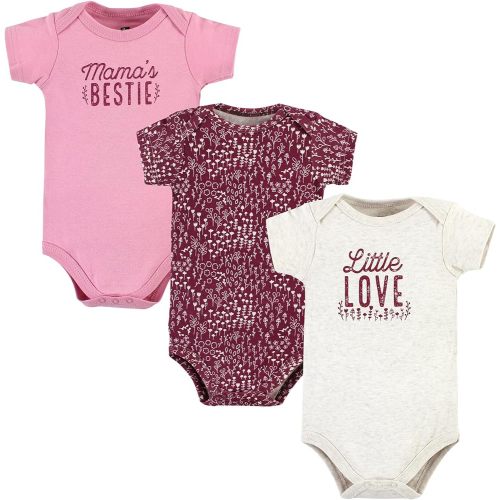 Hudson Baby Unisex Baby Cotton Bodysuits, Little Love Flowers 3-Pack, Newborn