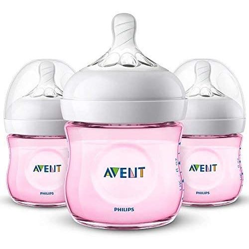 Philips Avent 4oz Natural Baby Bottles 3-Pack - Pink