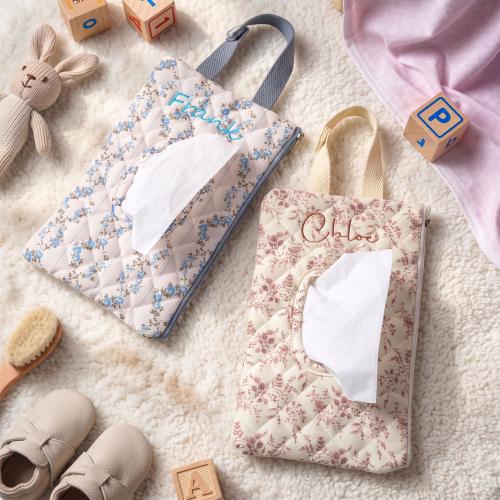 Personalized Embroidered Floral Wipe Pouch, Snap Handle Diaper Bag Essential