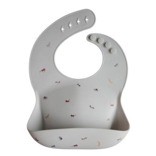 Mushie Safari Silicone Bib in Light Grey - LIGHT GRAY - BIB