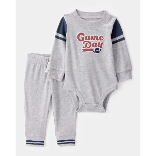 Baby Boy 2-Piece Game Day Long-Sleeve Bodysuit Pant Set - Grey | Carter's
