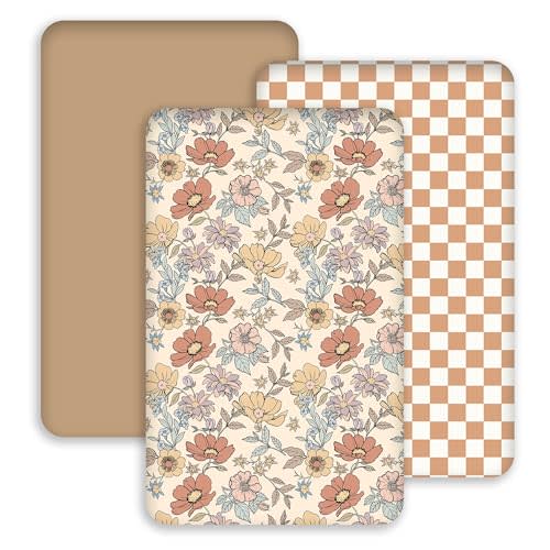 3 Pack Bedside Bassinet Sheets Girl & Boy 33" x 20" Rectangle | for Baby Delight, Newton, Airclub, Maxi Cosi, Angelbliss, Dream on Me, Mika, Harppa, Amke, Ezebaby Mattress, Retro Floral