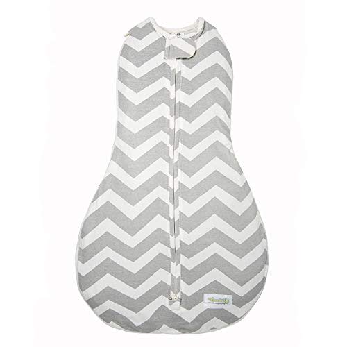 Woombie Grow with Me Baby Swaddle, Convertible Swaddle Fits Babies 0-9 Months, Expands to Wearable Blanket for Babies up to 18 Months, Sleepy Grey Chevron