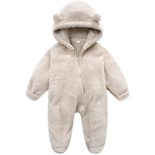 Xifamniy Baby Newborn Girls Boys Winter Clothes Suit Snowsuit Fleece Jumpsuit Footie Romper Warm Hooded Outwear 0-12 Months