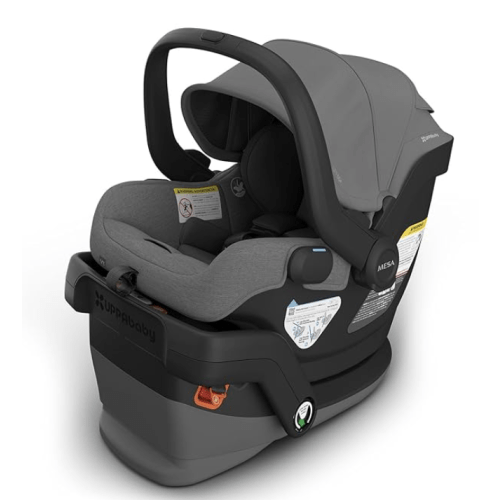 UPPAbaby Mesa V3 Infant Car Seat - Easy Installation + SmartSecure Technology - Attaches to Stroller | Base + Infant Insert Included - Greyson (Charcoal Mélange)