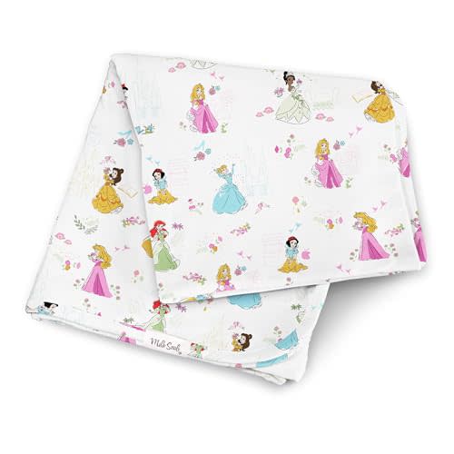 Milk Snob Disney Princess Baby Girl Swaddle Blanket, Soft Receiving, Security Bed and Play Blanket, Toddler and Infant Baby Bedding Registry and Shower Gifts, Newborn Essentials, 35x35