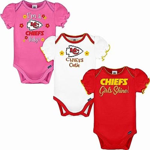 Gerber Baby Girls' NFL Team 3 Pack Short Sleeve Onesie Bodysuit
