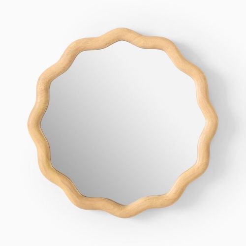 Round Wavy Wood Wall Mirror (18"– 26")