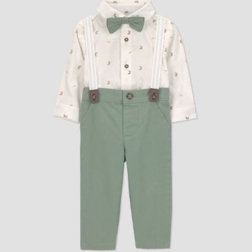 Carter's Just One You® Baby Boys' 2pc Carrots Button-Down Bodysuit and Pants Suspender Set - Ivory 6M