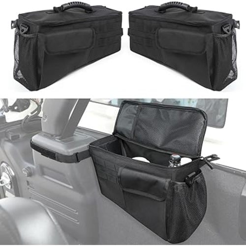 YOCTM Wheel Well Storage Bin, Rear Trunk Organizer, Cargo Storage Tray compatible with 2018-2024 Jeep Wrangler JL JLU 4-Door, Interior Storage Expansion Accessories, Right Left Side, Black