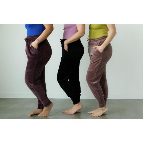 Velvet Komodo Joggers - Cozy organic velvet pants with soft waist and deep pockets