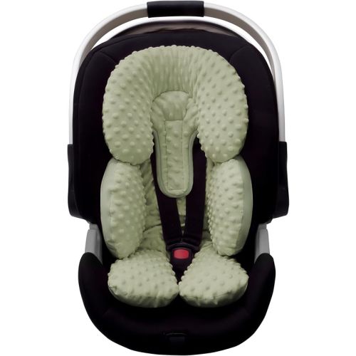 Pro Goleem Infant Car Seat Insert, Baby Head Neck Body Support, Soft Minky Newborn Car Seat Insert, 2-in-1 Reversible, Boys and Girls, Green