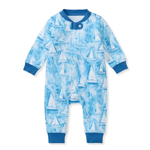 Burt's Bees Baby Boys Sleep and Play PJs, 100% Organic Cotton One-Piece Zip Front Romper Jumpsuit Pajamas