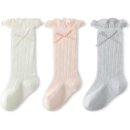 CAILDANL Baby Knee High Socks Non Slip Grip Ankle Socks Ruffled Long Stockings for Infants Toddlers Kids Boys Girls