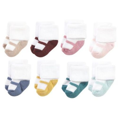 Hudson Baby Basics Infant Baby Cozy Terry Socks 8-Pack, Gentle Blush, 0-6 Months
