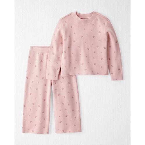 Toddler Girl 2-Piece Organic Cotton Sweater Knit Set in Blush Petals Print - Little Planet | Carter's