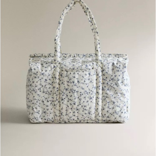 COTTON BLUE FLORAL DIAPER BAG