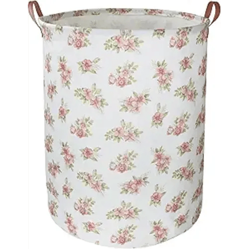NTAOHAMPER Pink Flower Laundry Hamper, laundry Basket, Nursery Hamper,Waterproof Storage Bin for Bedroom,Clothes Organizer Basket, Room Decor(Pink Flower)