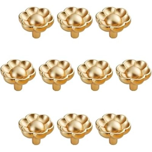 10 PCS Vintage Kitchen Cabinet Knobs Drawer Handles Metal Flower Knobs for Bathroom Wardrobe Dresser Door Furniture Accessories Cupboard Pull Handles Door Drawer Pull Handles