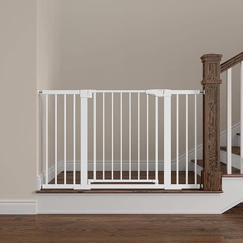 Baby Gate Extra Wide, 29.5"- 51.5" Pressure Mounted Dog Gate with Walk Through Door, Auto Close Pet Gate for Stairs,Doorways,House