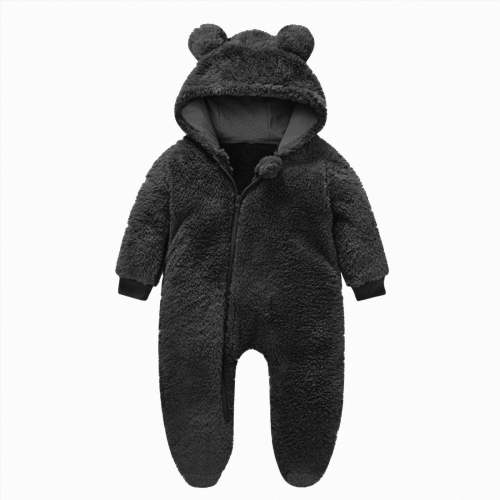 3-6 Months Newborn One-Piece Jumpsuit Newborn Infant Baby Boys Girls Snowsuit Winter Coat Warm Fleece Hooded Footed Romper Jumpsuit Outfits Black Infant Gift
