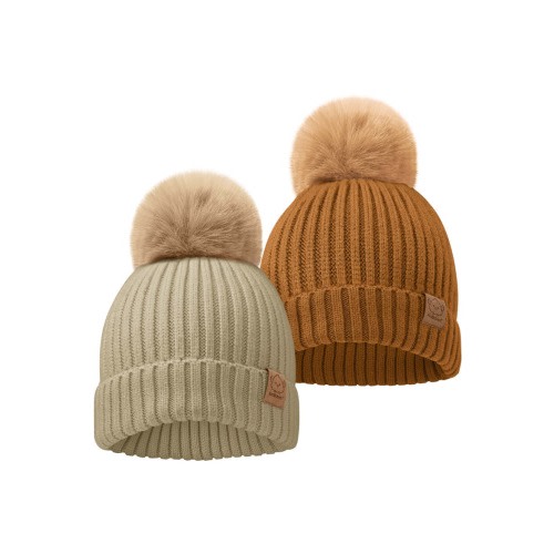 2-Pack Pom Knitted Beanie, Medium