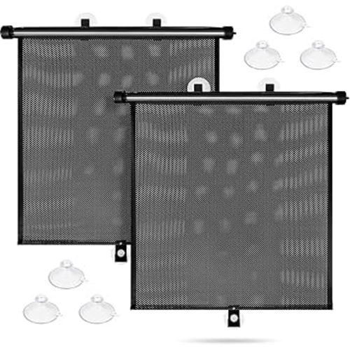Sfee Car Window Shades for Baby-2 Pack Retractable Side Window Car Sun Shade Blocks UV Rays & Heat for Sun Protection Roller Sunshade Visor Window Shade for Kids,Passengers,Pets (20''x22'')