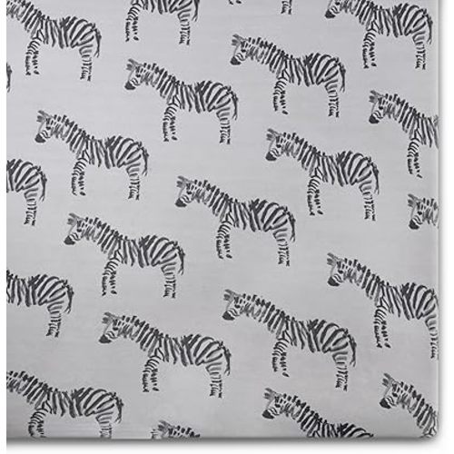 Oilo Crib Sheet, Breathable 100% Turkish Cotton Fitted Jersey, 300 Thread Count, Machine Washable, Fits Standard Crib (28" x 52" x 6"), Toddler Bedding, Gray Zebra