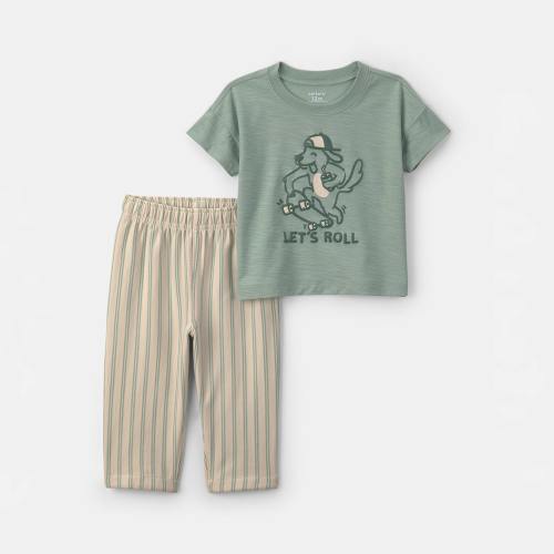 Carter's Baby Boys Jersey 2-pc. Pant Set, Color: Green Ecru Stripe - JCPenney