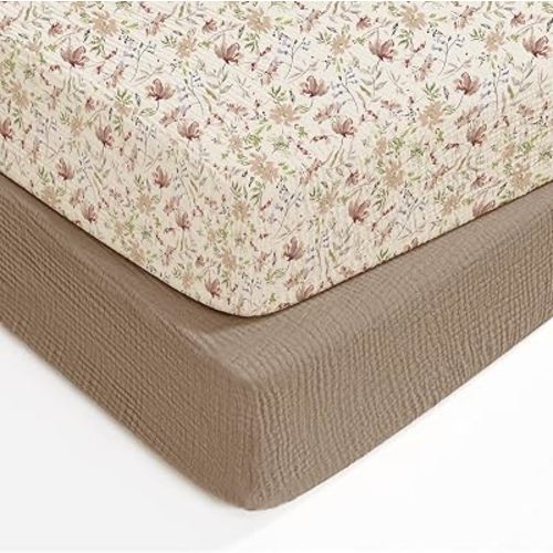 lulumoon Muslin Crib Sheets for Baby: Fitted for Standard Crib Mattress