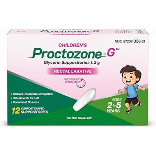Rising Health Proctozone-G™ Children’s Glycerin Suppositories 1.2g – Rectal Laxative for Kids Ages 2–5 Years – Fast Relief from Occasional Constipation -12 Count