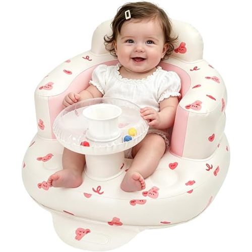 Inflatable Baby Seat with Built-in Pump Tray, Baby Sit Up Chair