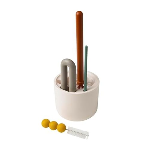 Boon Mod Baby Bottle Brushes - Includes Bottle Cleaner Brush, Straw Cleaner Brush, Nipple Brush and Detail Brush for Baby Bottles - Baby Bottle and Straw Brush Cleaning Set - Deco - 4 Count