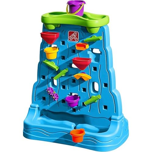 Step2 Waterfall Discovery Wall, Kids Double-Sided Water and Sand Activity Sensory Table, Summer Outdoor Toys, 13 Piece Toy Accessories, For Toddlers 1.5+ Years Old