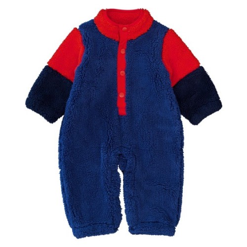 Dark Blue Baby Colourblock Sherpa Long Sleeve Romper | Best&Less™ Online