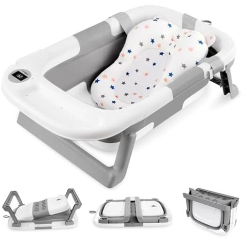 LIVINGbasics Foldable Baby Bath Tub for Infants to Toddler (0–12 Months)