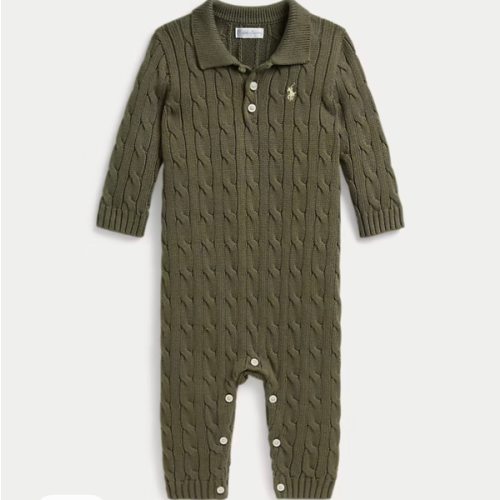 Cable-Knit Cotton Polo Coverall