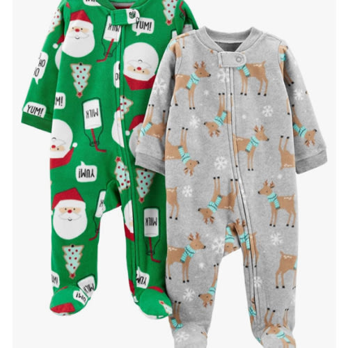 Carter's Baby 2pk Fleece Santa pjs 3-6M