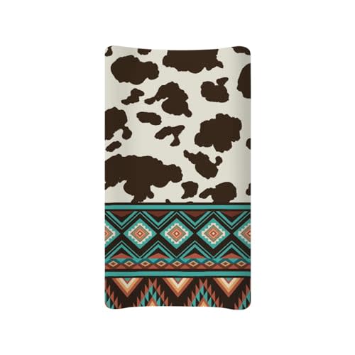 TOADDMOS Changing Pad Cover Set, Ethnic Cow Print Breathable and Comfortable Changing Pad Cover for Boys and Girls