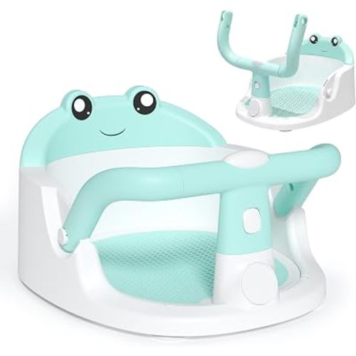 Baby Bath Seat for Babies 6 Months & Up, Non-Slip Toddler Bath Seat with Suction Cup, Safe and Comfortable Portable Infant Bathtub Chair for Bathroom, Bathtub Tub Sitting Up (Mint Green)
