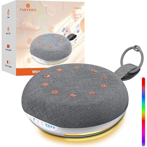 FUNYKICH White Noise Sound Machine, Portable Sound Machine for Sleep with 40 Soothing Sounds, Battery Indicator, Timer & Night Light, Sound Therapy White Noise Machine for Adults Baby Kids(Darkgray)