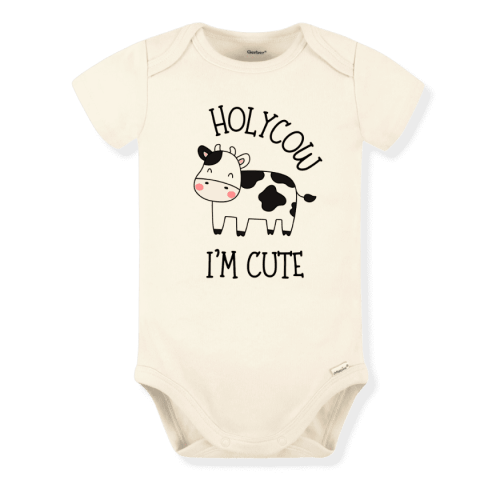 Holy Cow I'm Cute Baby Bodysuit, Newborn Outfit, Baby Clothes, Gift for Children 0-3m Natural