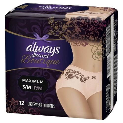 Always Discreet Boutique Incontinence & Postpartum Incontinence Underwear for Women - Maximum Absorbency - S/M - 12ct