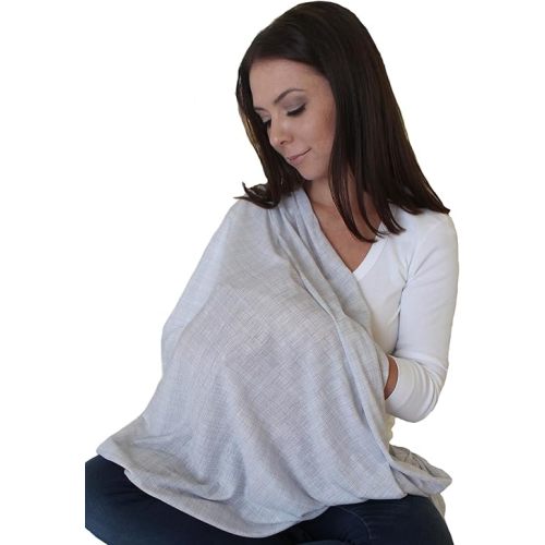 LK Baby Infinity Nursing Scarf Breastfeeding Cover Ultra Soft Premium Jersey Polyester- 100% AZO free and Safe for Baby (Light Grey Pattern)